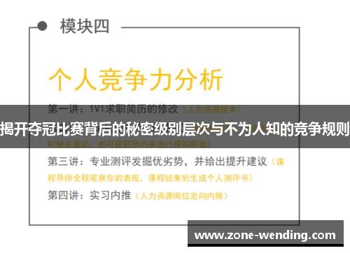 揭开夺冠比赛背后的秘密级别层次与不为人知的竞争规则